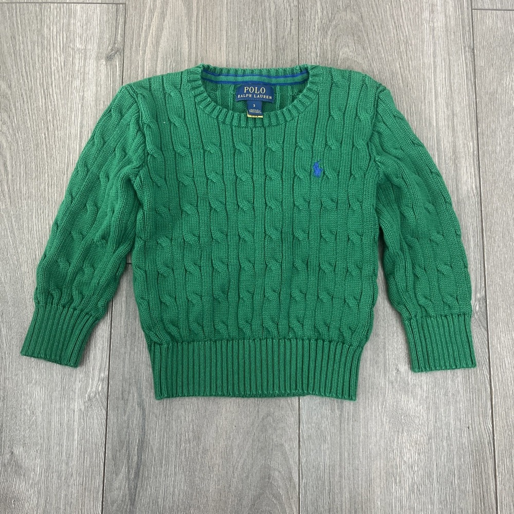 Polo Ralph Lauren Cable Knit Pullover Sweater Youth Boys Sz 3